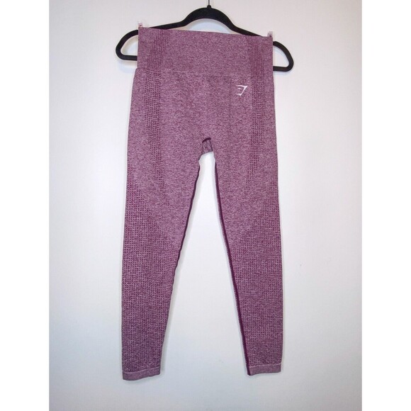 Gymshark Vital Seamless 2.0 Leggings Womens SM Maroon Marl High Waist Athleisure - Picture 1 of 11